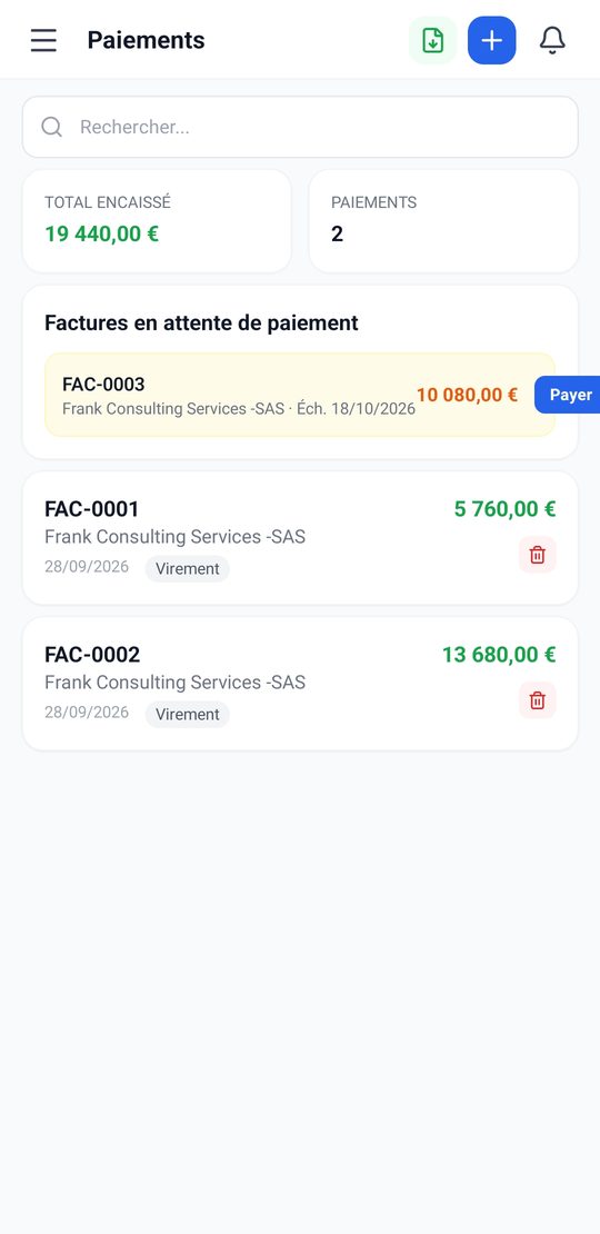 Écran des paiements